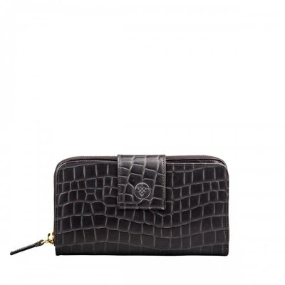 Maxwell Scott Bags Women S Black Croc Embossed Leather Zip Around Purse
