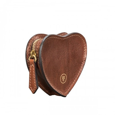 Maxwell Scott Bags Maxwell Scott Finely Crafted Leather Heart Coin Purse - Mirabella Tan