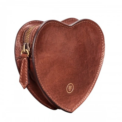 Maxwell Scott Bags Maxwell Scott Leather Heart Shaped Handbag Tidy - Mirabellal Tan