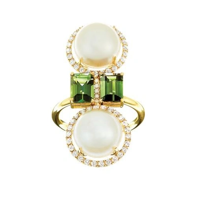 Nadine Aysoy Elle Et Lui Green Double Pearl Ring