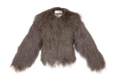 Popski London Sabrina Shearling Jacket In Dove Grey