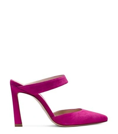 Stuart Weitzman The Eventually Mule In Raspberry Pink Suede