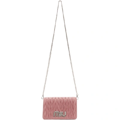 Miu Miu Miu Logo Quilted Bag In Pink