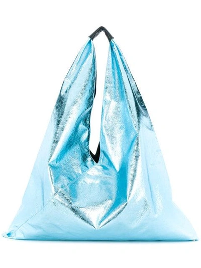 Mm6 Maison Margiela Japanese Metallic Tote Bag In Blue