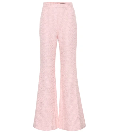 Balmain Cotton-blend High-waisted Trousers In Pink