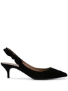 Tabitha Simmons Rise Suede Slingback Bow Pumps In Black