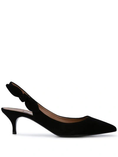 Tabitha Simmons Rise Suede Slingback Bow Pumps In Black