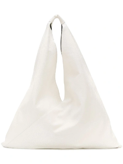 Mm6 Maison Margiela Oversized Japanese Leather Bag In White