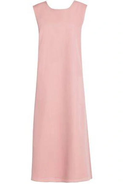 Rochas Woman Bow Detail Wool-crepe Midi Dress Pink