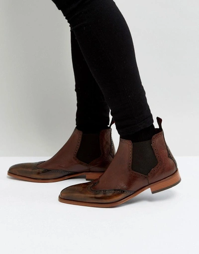 Jeffery West Capone Brogue Chelsea Boots In Tan - Tan