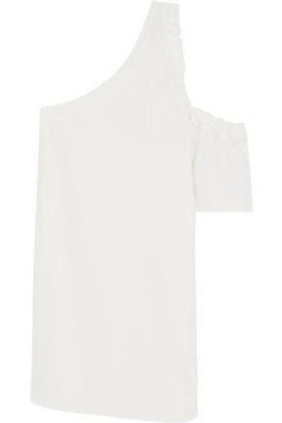 Cinq À Sept Woman Gemini One-shoulder Ruffle-trimmed Crepe Mini Dress Ivory