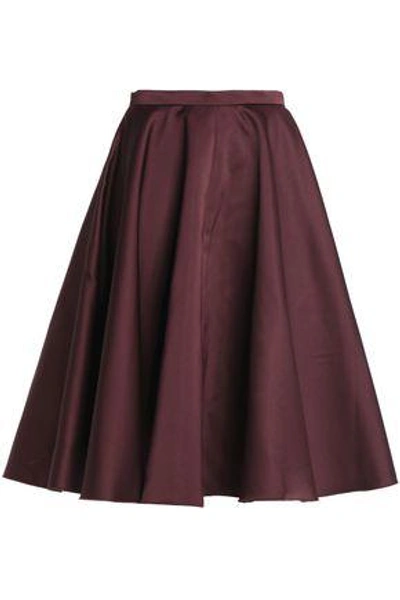 Rochas Woman Pleated Duchesse-satin Skirt Burgundy