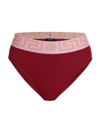 Versace Greca Border High-leg Jersey Briefs In Parade Red Fuchsia