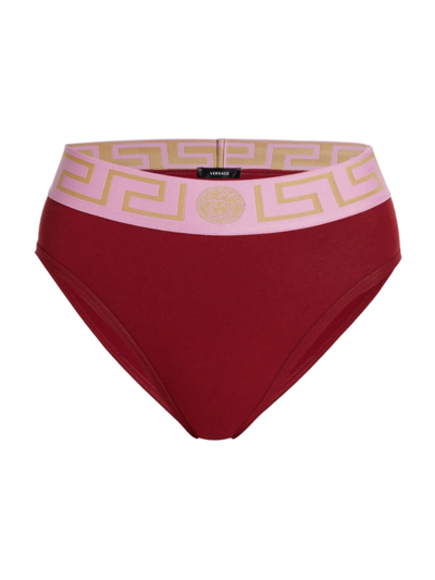 Versace Greca Border High-leg Jersey Briefs In Parade Redfuschia