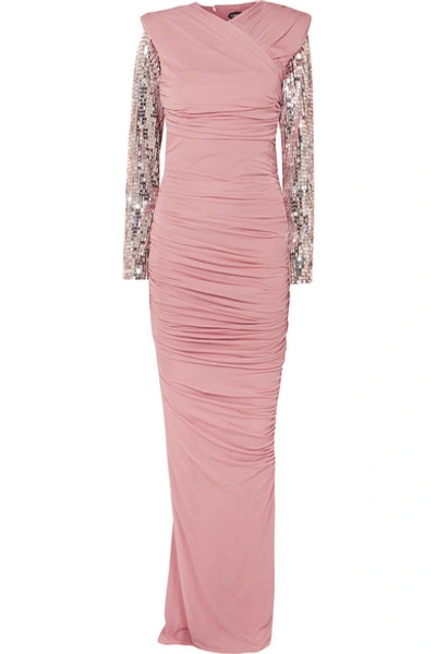 Tom Ford Ruched Bodice Gown With Beaded Sleeves