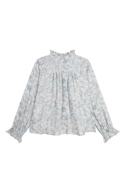 Chloé Chloe Girls Ruffle-trim Marble-print Blouse In Green