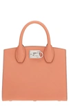 Ferragamo The Studio Gancio Leather Top-handle Bag In Coral
