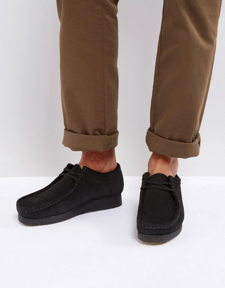 clarks wallabee boot black suede