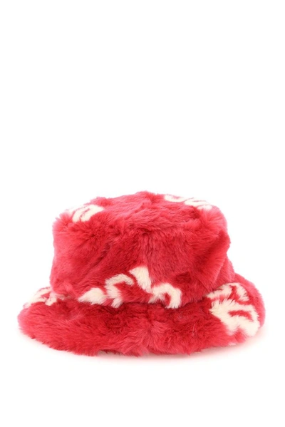 Gcds Faux Fur Bucket Hat In Multi-colored