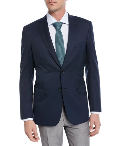 Brioni Solid Wool Two-button Blazer In Blue