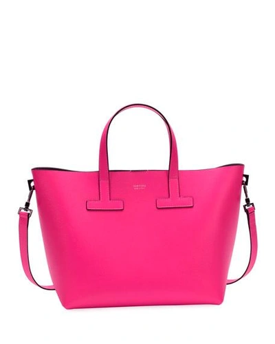 Tom Ford T Tote Mini Saffiano Leather Bag In Hot Pink