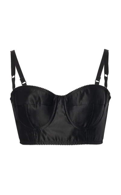 Dolce & Gabbana Short Black Satin And Marquisette Bustier