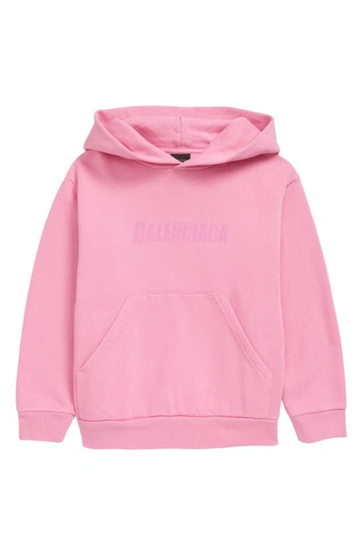 Balenciaga Kids' Logo-print Long-sleeve Hoodie In Pink Pink