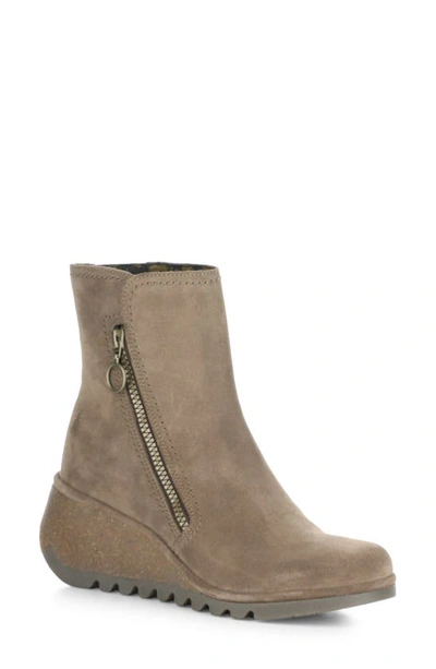 Fly London Nela Wedge Bootie In Taupe Oil Suede
