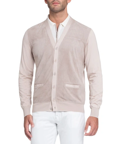 Stefano Ricci Perforated Suede-panel Cardigan