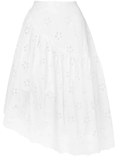 Simone Rocha Asymmetric Broderie Anglaise Cotton Skirt In White