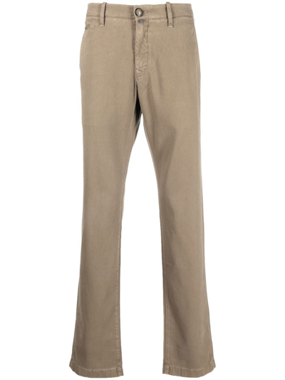 Jacob Cohen Brushed-finish Straight-leg Trousers In Neutrals