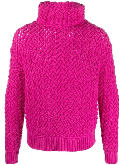 Valentino Turtleneck Boxy-fit Wool-knit Jumper In Fuchsia