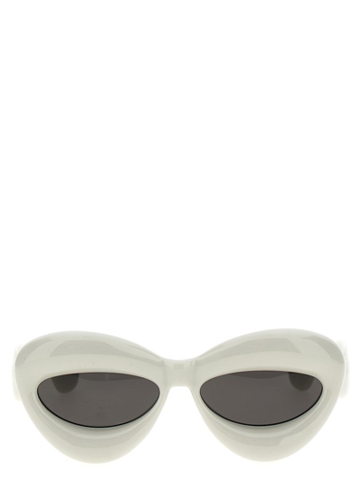 Loewe 55mm Cat Eye Sunglasses In White/gray Solid