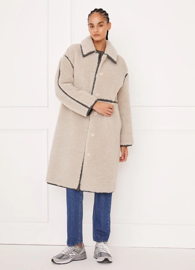 Something Navy Reversible Faux Shearling Coat In Gray Combo