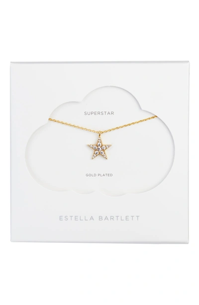 Estella Bartlett Granulated Star Necklace In Gold Cz/ Gunmetal