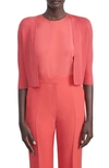 Lafayette 148 Cropped Open Front Cardigan In Vibrant Coral