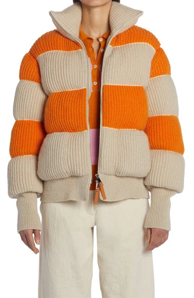 Moncler Genius Runway 2 Moncler 1952 Striped Knit Down Jacket In Neutrals