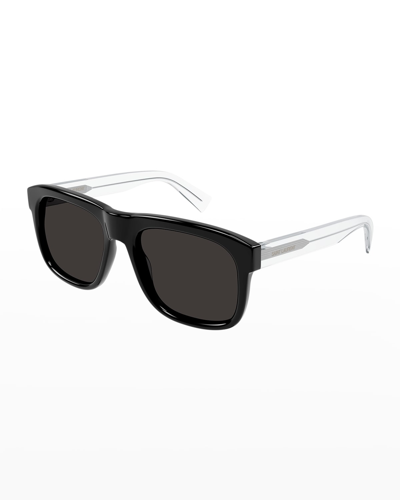 Saint Laurent New Wave 57mm Rectangular Acetate Sunglasses In Black