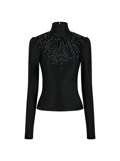 Rabanne Faux Pearl Embellished Top In Nero