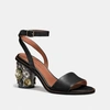 Coach Sandale Mit Mittelhohem Absatz Mit Teerosen - Size 8 B In Black