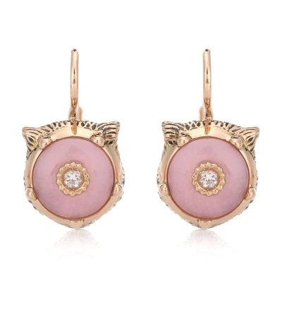 Gucci Le Marché Des Merveilles 18kt Gold Earrings With Diamonds And Opal