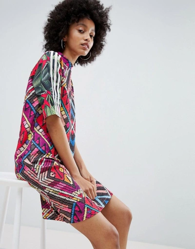 Adidas Originals X Farm Multi Print High Neck Dress - Multi | ModeSens