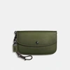 Coach Clutch With Colorblock Snakeskin Handle In Olive/black Copper