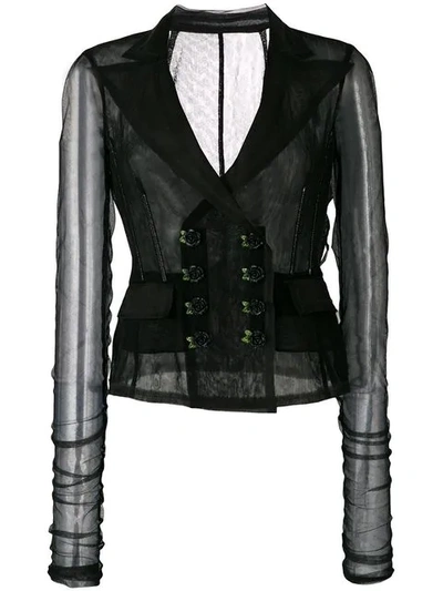 Dolce & Gabbana Double-breasted Tulle Jacket In Black