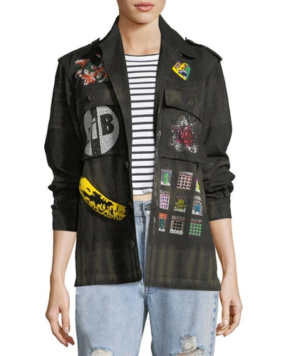 Libertine Crystal Collage Beaded Army Jacket In Multi