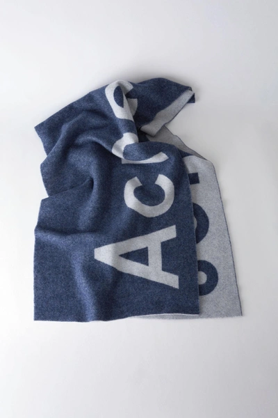 Acne Studios Logo Scarf Blue In Blue