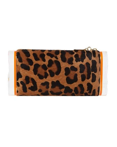 Edie Parker Lara Leopard Calf-hair Clutch Bag