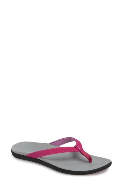 Olukai Ho Opio Flip Flop In Grape Juice Faux Leather