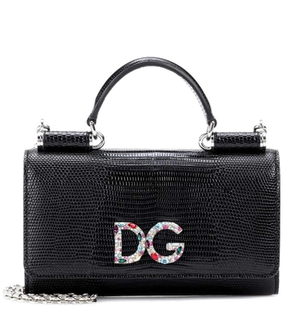 Dolce & Gabbana Von Leather Shoulder Bag In Black