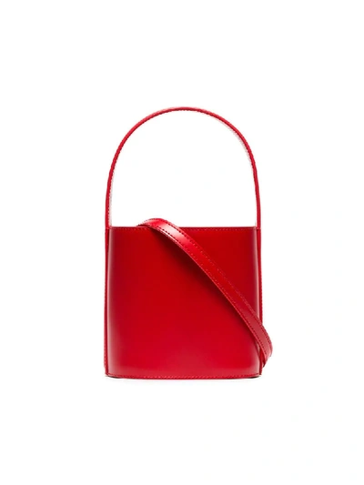 Staud Bisset Leather Bucket Bag In Red